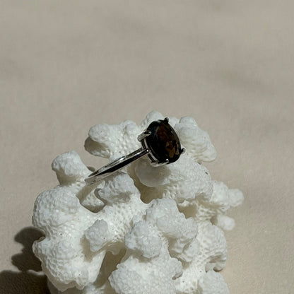 Rauchquarz Ring  - 925 Silber - Größenverstellbar