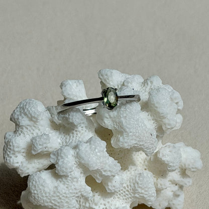 Moldavit Ring - 925 Silber -Größenverstellbar