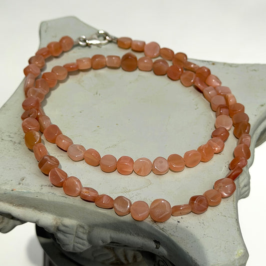 Peachmoonstone Kette - 925 Silber