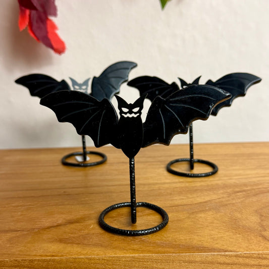 Obsidian Fledermaus mit Halterung
