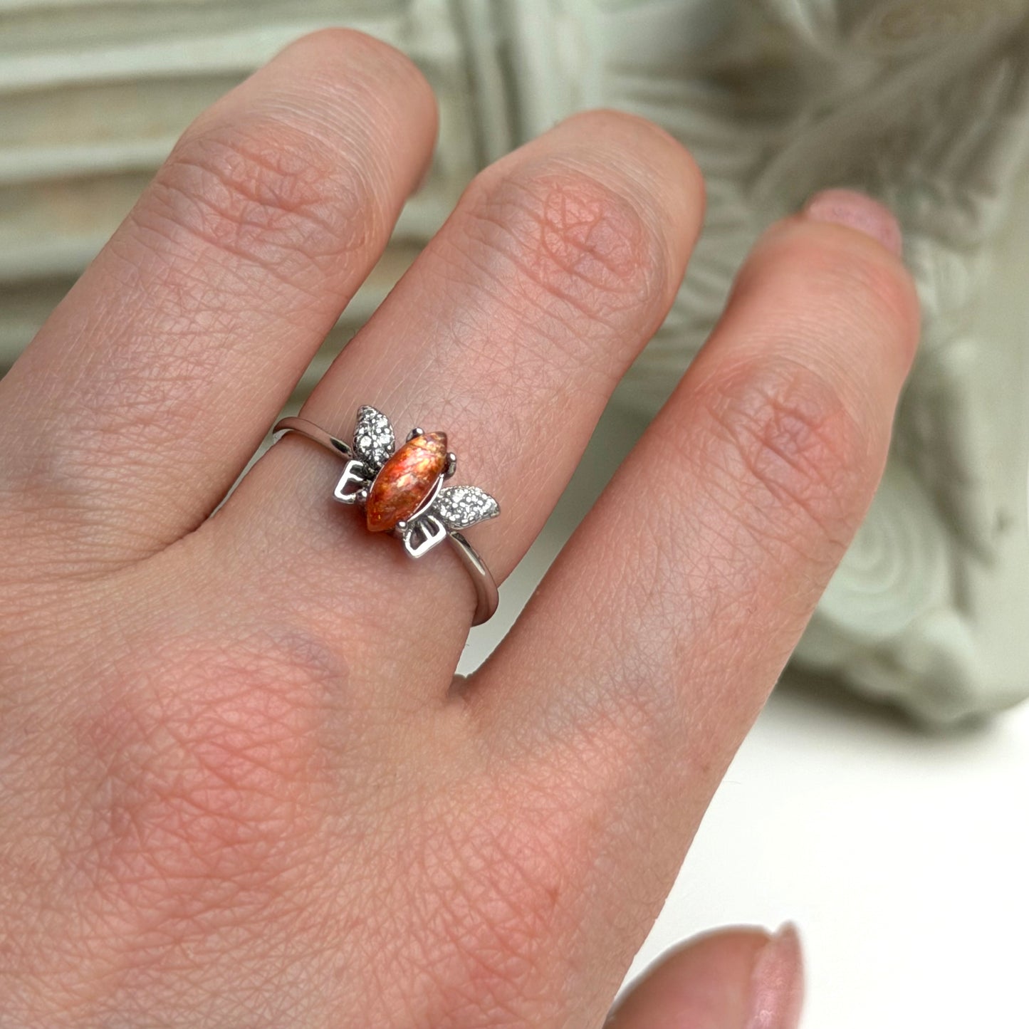 Schmetterlings Ring - Sonnenstein - 925 Silber