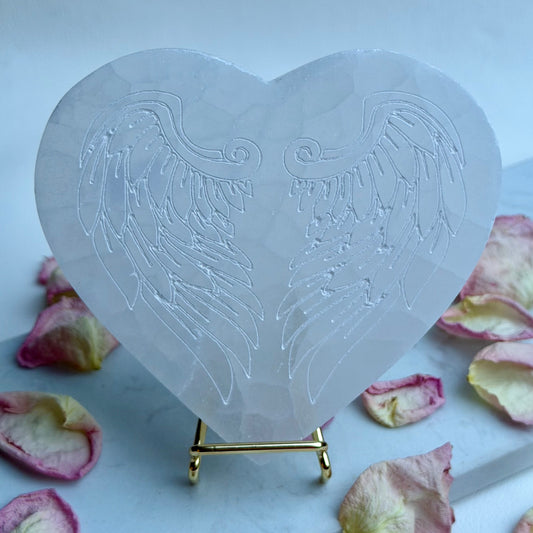 Selenit Herz Platte - Engelsflügel