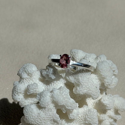 Pinker Turmalin Ring  - 925 Silber - Größe 52