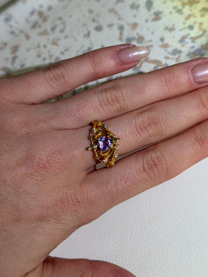 Warrior Ring - Amethyst - 925 Silber - 18k vergoldet