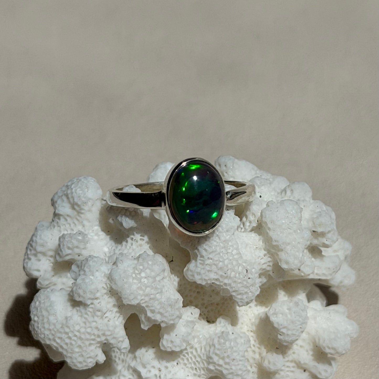 Äthiopischer Opal Ring  - 925 Silber - Größenverstellbar