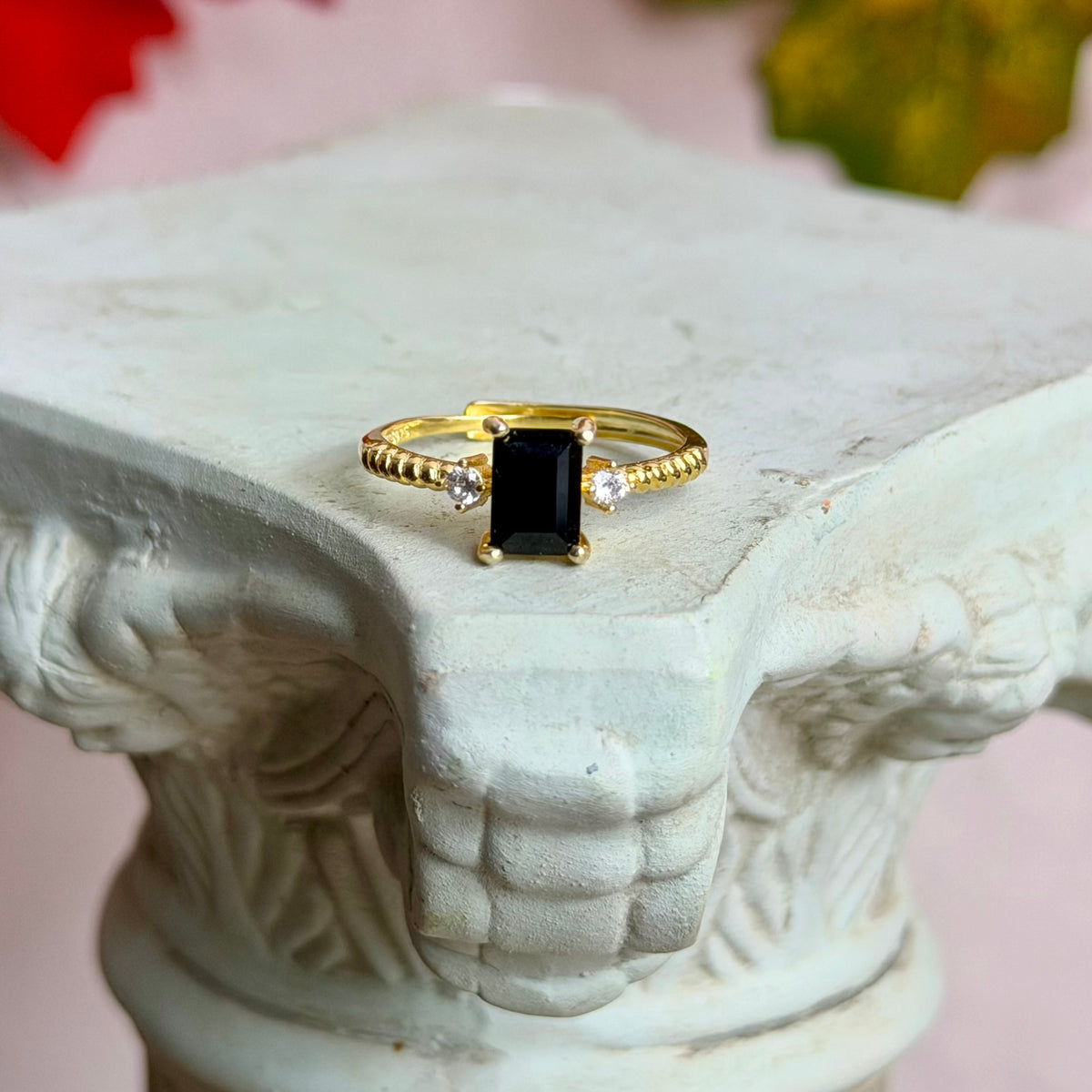 Aitna Ring - Obsidian - 925 Silber Vergoldet