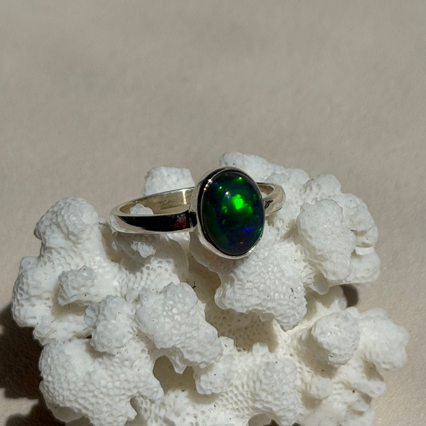 Äthiopischer Opal Ring  - 925 Silber - Größenverstellbar