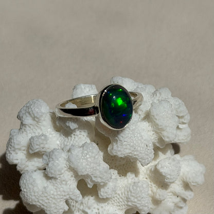 Äthiopischer Opal Ring  - 925 Silber - Größenverstellbar