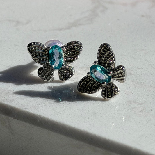 Schmetterlings Ohrringe - Topaz - 925 Silber