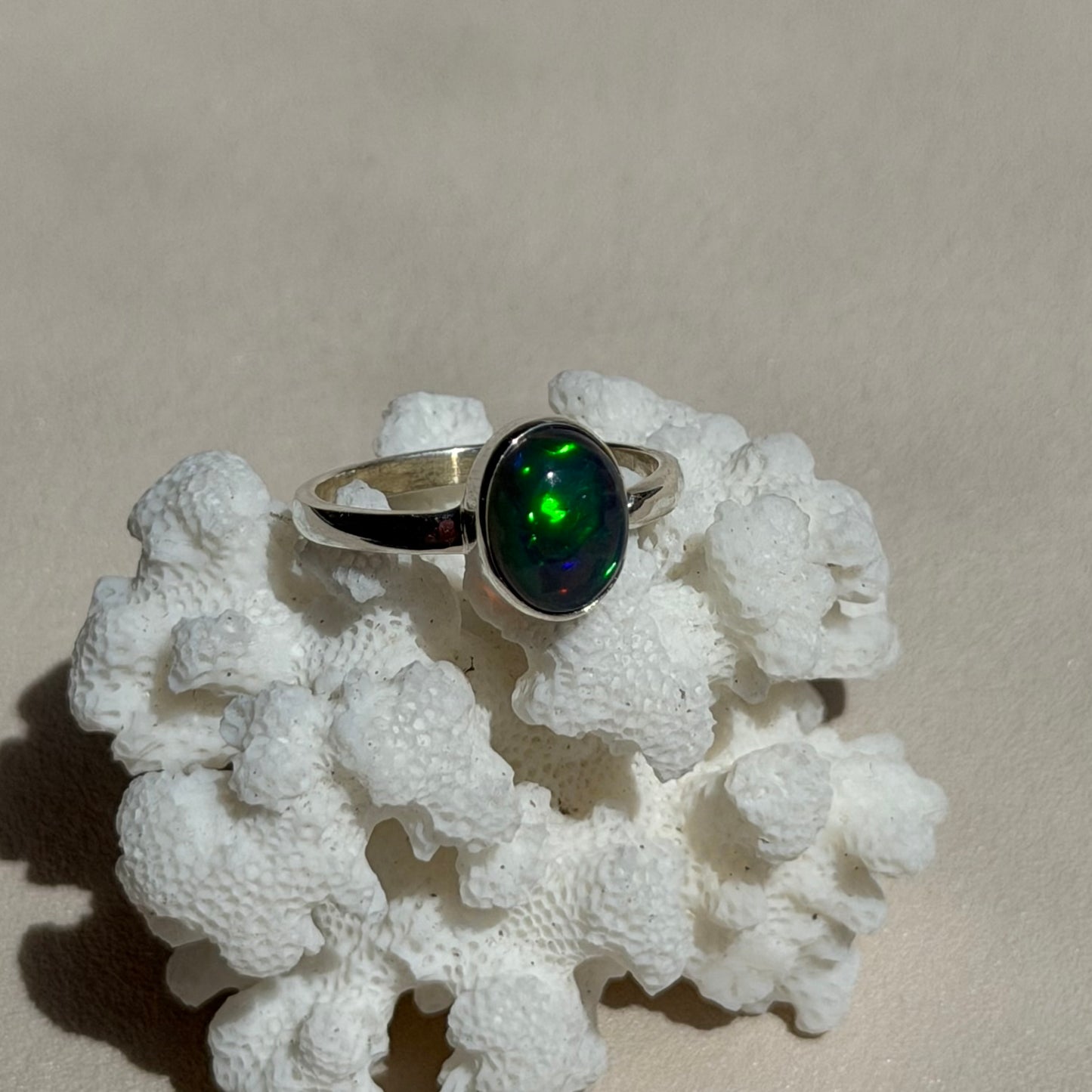 Äthiopischer Opal Ring  - 925 Silber - Größenverstellbar