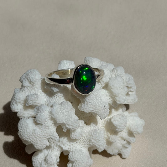 Äthiopischer Opal Ring  - 925 Silber - Größenverstellbar