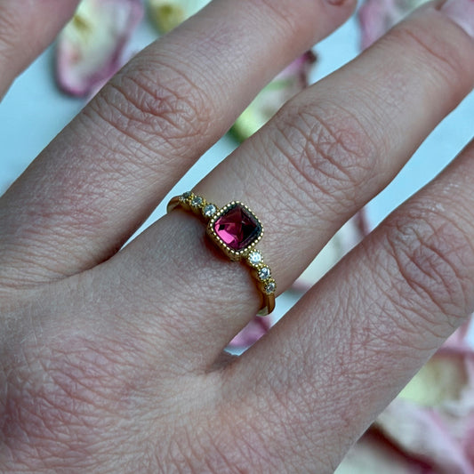 Pinker Turmalin Ring - 925 Silber - 18k Vergoldung