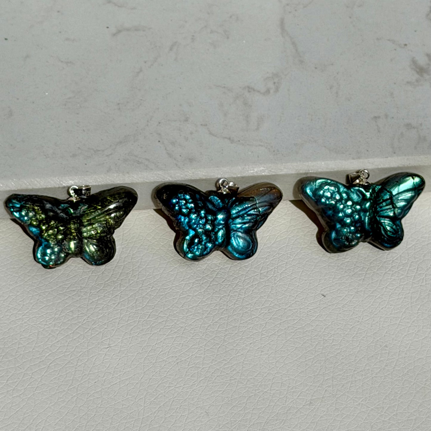 Labradorit Schmetterling Anhänger - 925 Silber