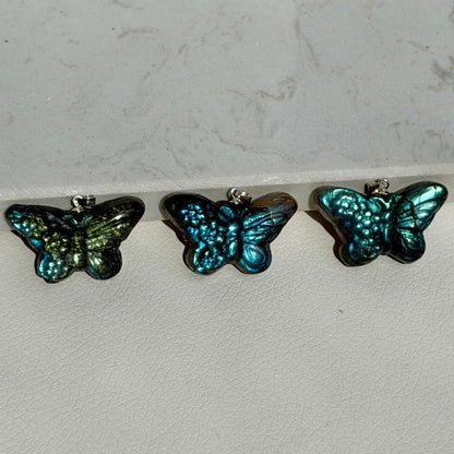 Labradorit Schmetterling Anhänger - 925 Silber