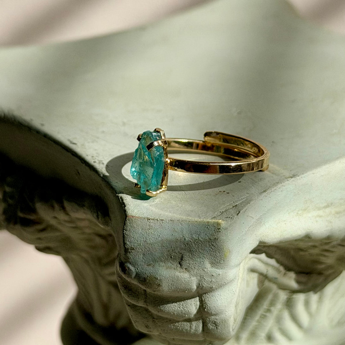 Glauke Ring - Blauer Turmalin - 925 Silber 14k Vergoldet
