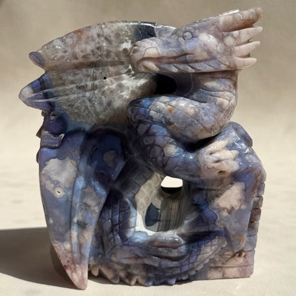 Blumenachat Drache - Handgeschnitzt