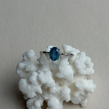 Aquamarin Ring  - 925 Silber - Größenverstellbar