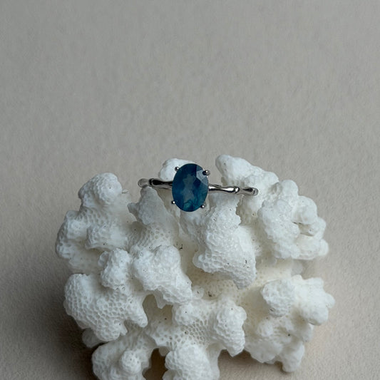 Aquamarin Ring  - 925 Silber - Größenverstellbar