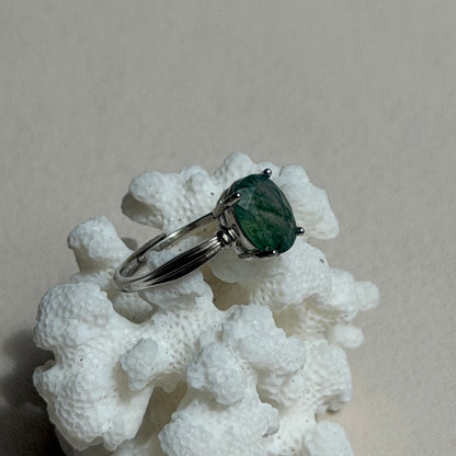 Moosachat Ring  - 925 Silber - Größenverstellbar