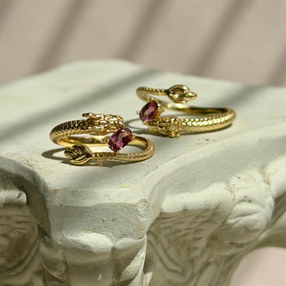 Ladon Ring - Granat - 925 Silber Vergoldet