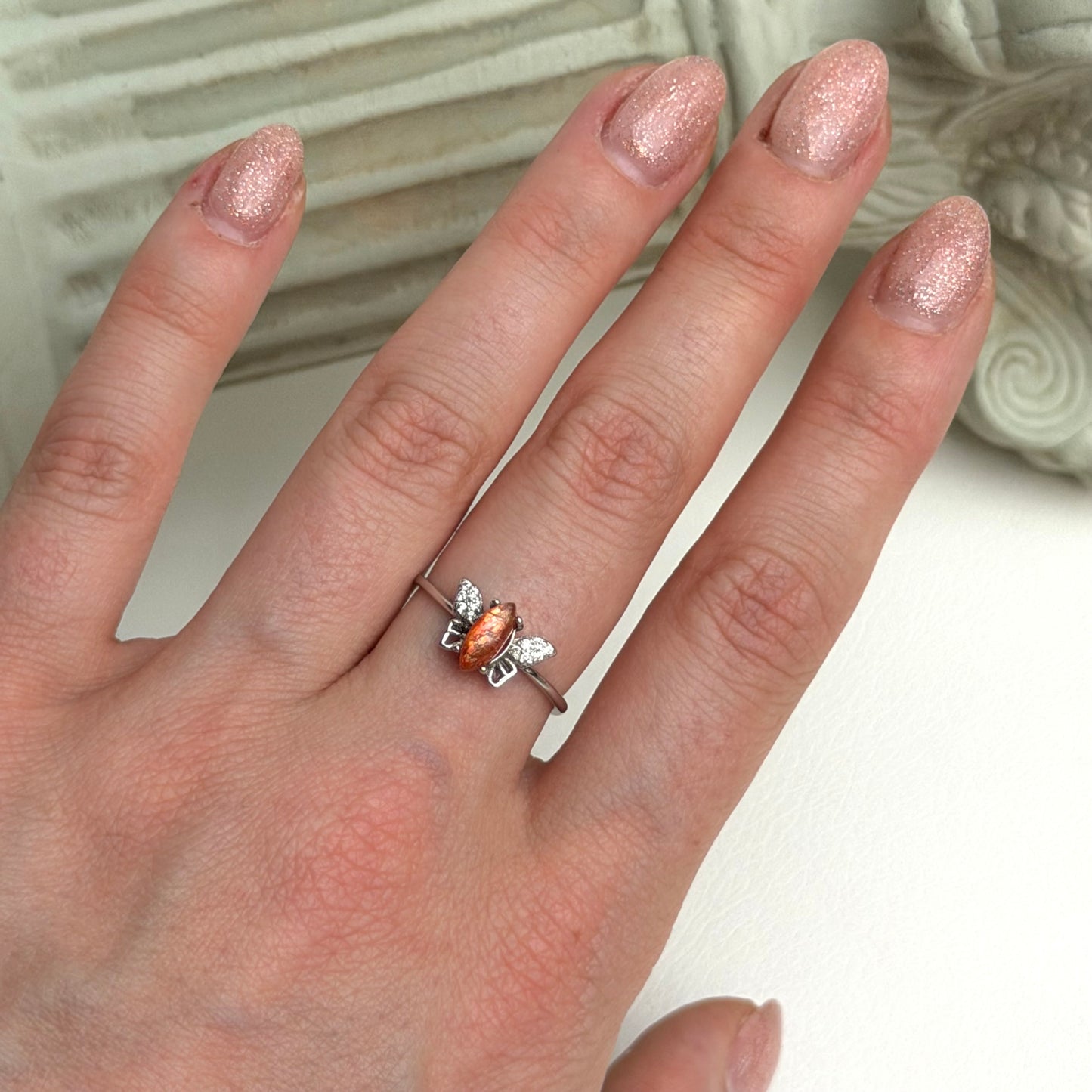 Schmetterlings Ring - Sonnenstein - 925 Silber