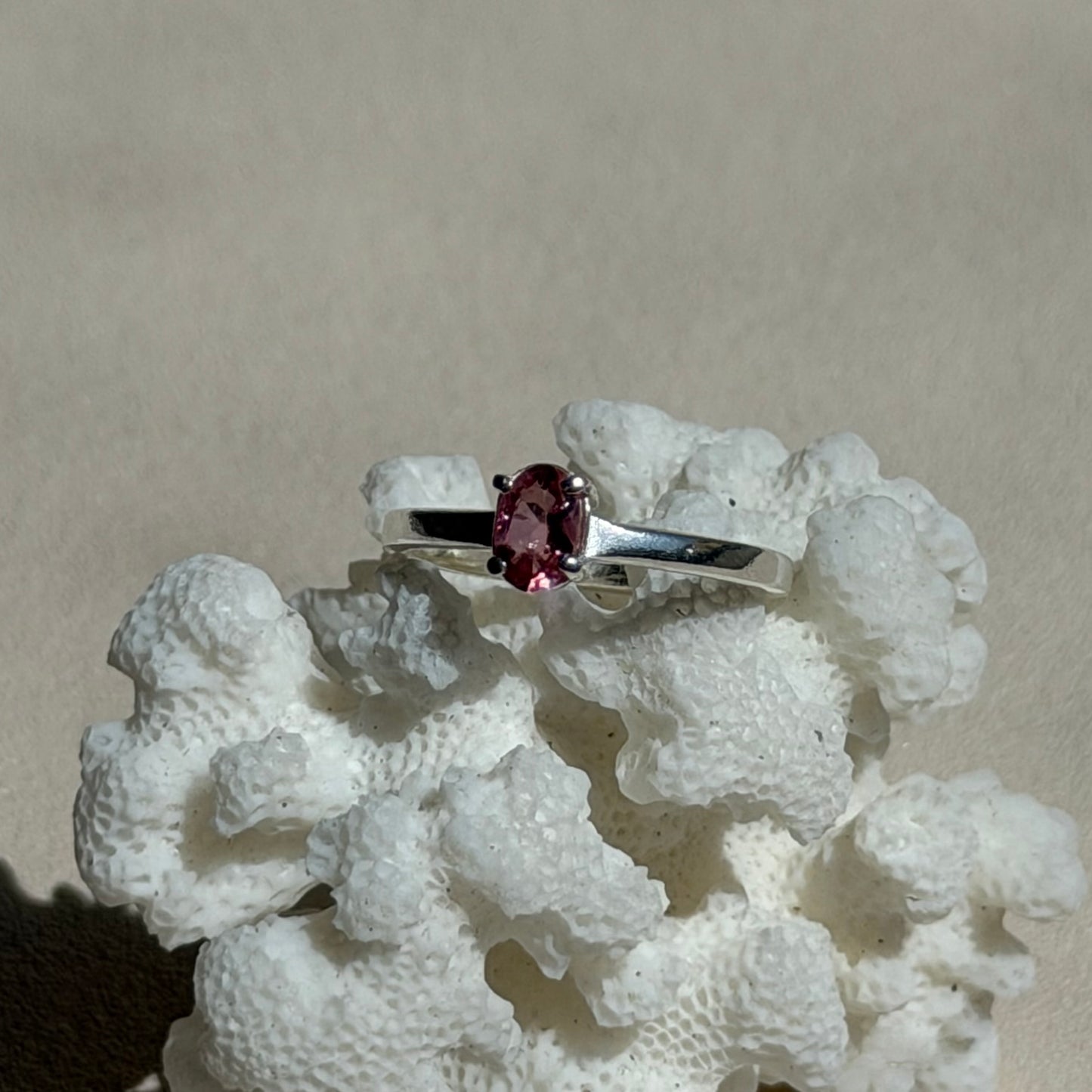 Pinker Turmalin Ring  - 925 Silber - Größe 52
