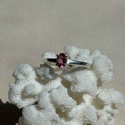 Pinker Turmalin Ring  - 925 Silber - Größe 52