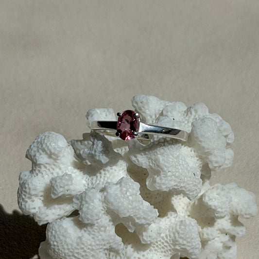 Pinker Turmalin Ring  - 925 Silber - Größe 52