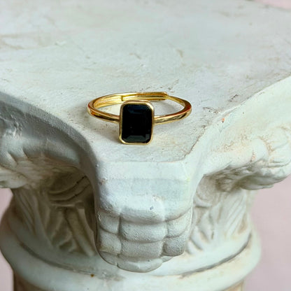 Melaina Ring - Obsidian - 925 Silber Vergoldet