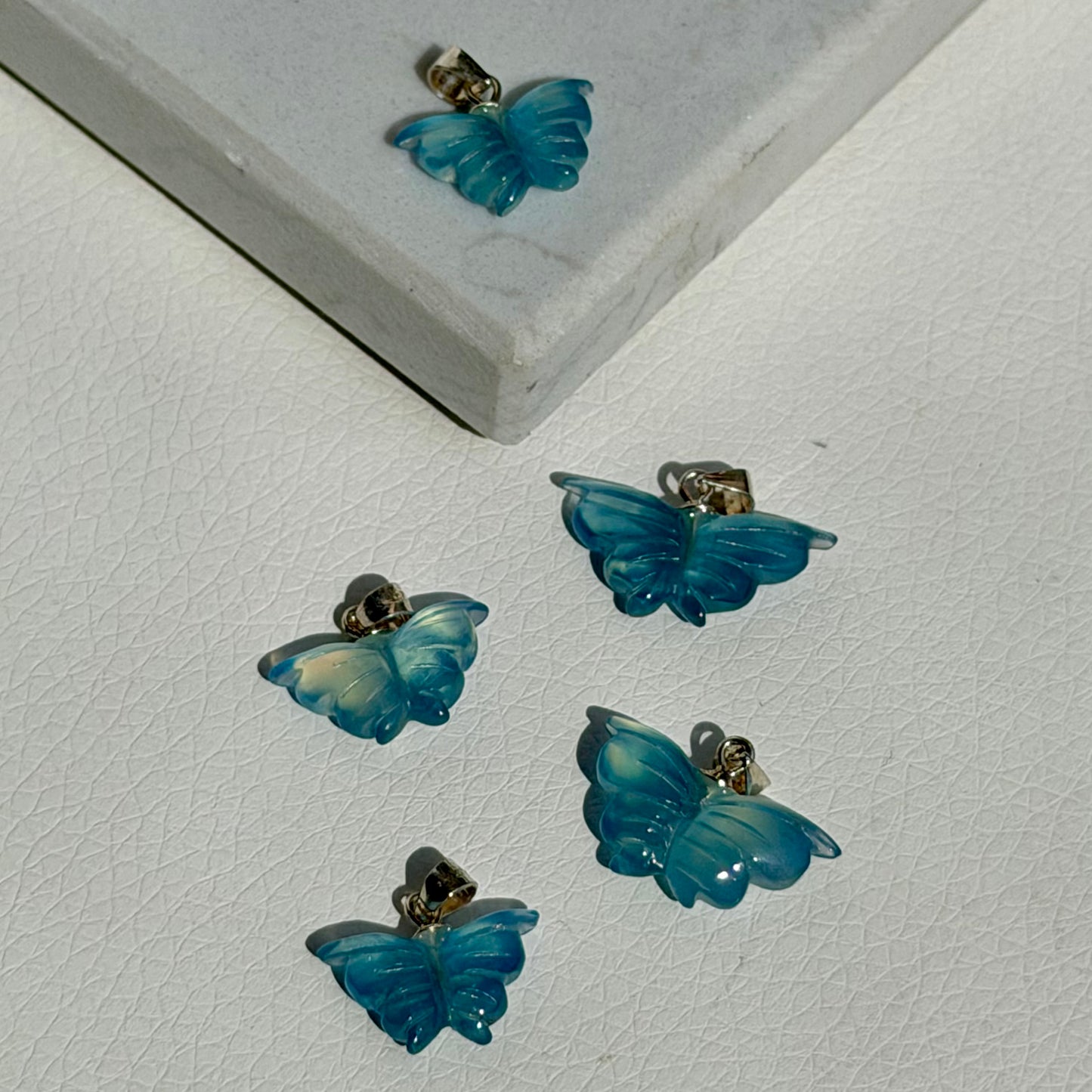 HQ Aquamarin Schmetterling Anhänger - 925 Silber