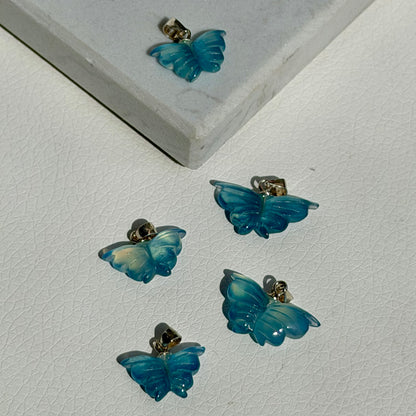 HQ Aquamarin Schmetterling Anhänger - 925 Silber