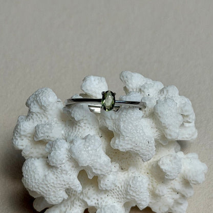 Moldavit Ring - 925 Silber -Größenverstellbar