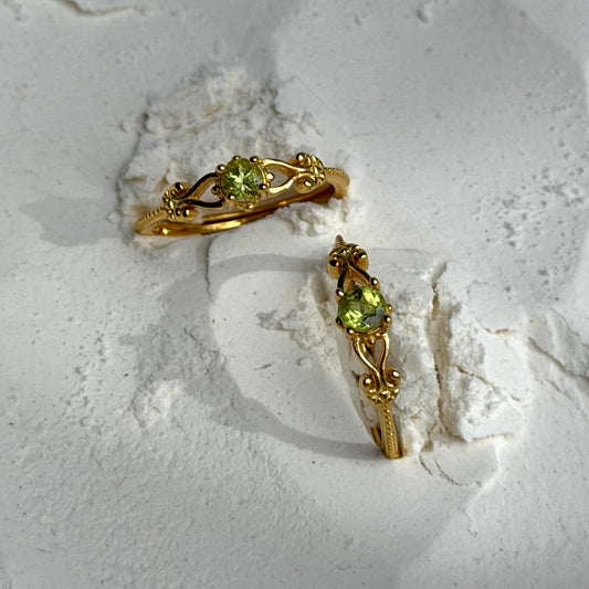 Peridot Ring - 925 Silber - Vergoldet