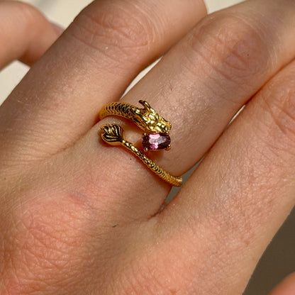 Ladon Ring - Granat - 925 Silber Vergoldet