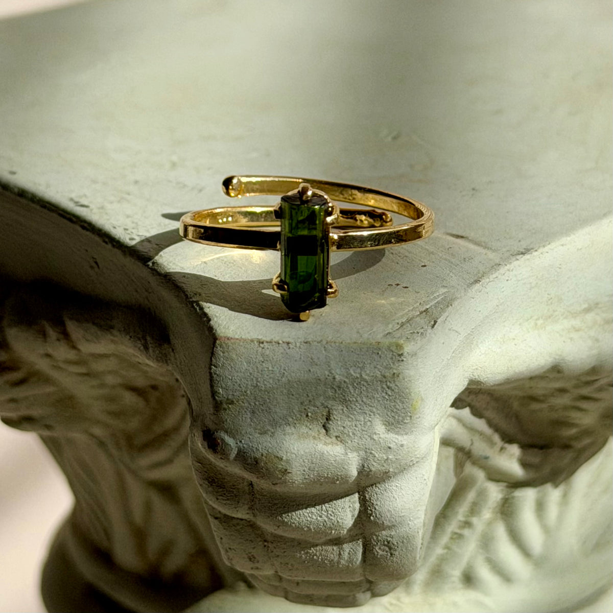 Gaia Ring - Grüner Turmalin - 925 Silber 14k Vergoldet