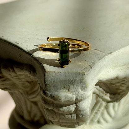 Gaia Ring - Grüner Turmalin - 925 Silber 14k Vergoldet