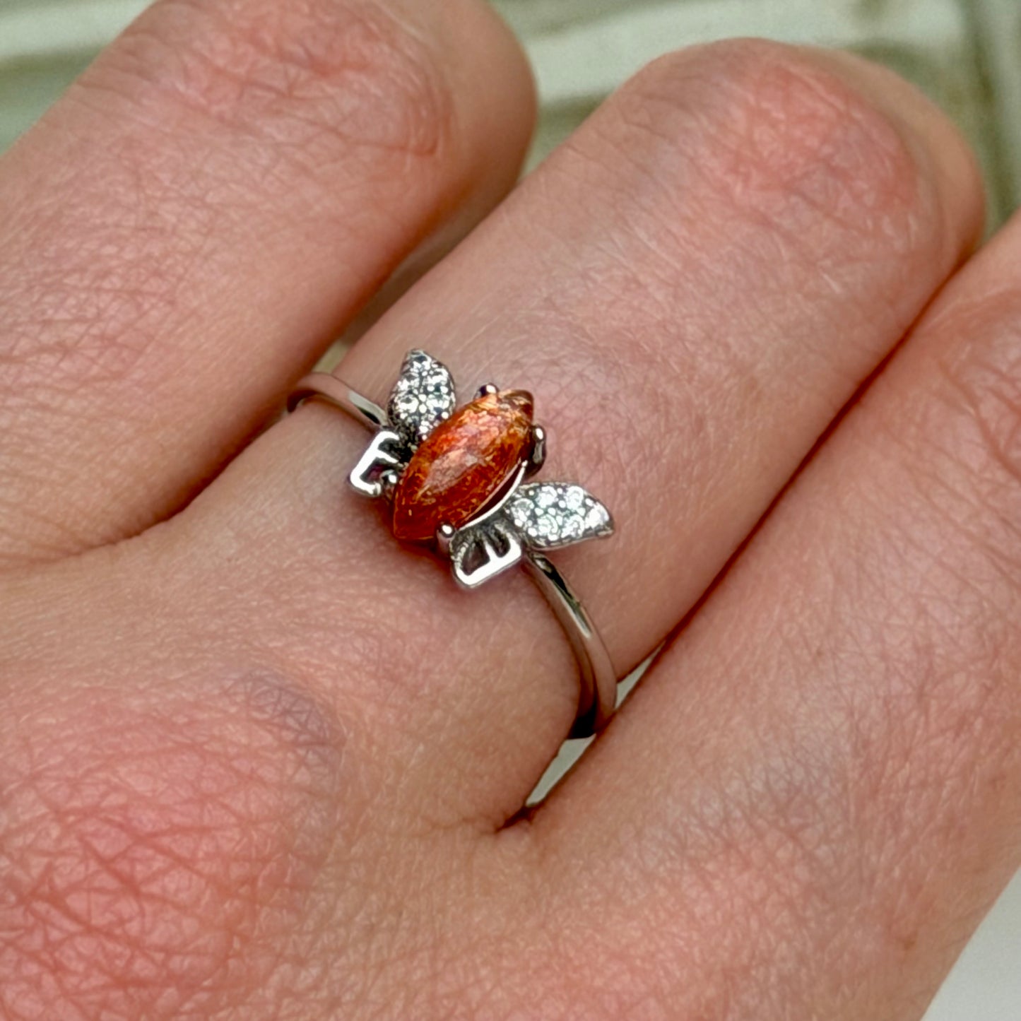 Schmetterlings Ring - Sonnenstein - 925 Silber