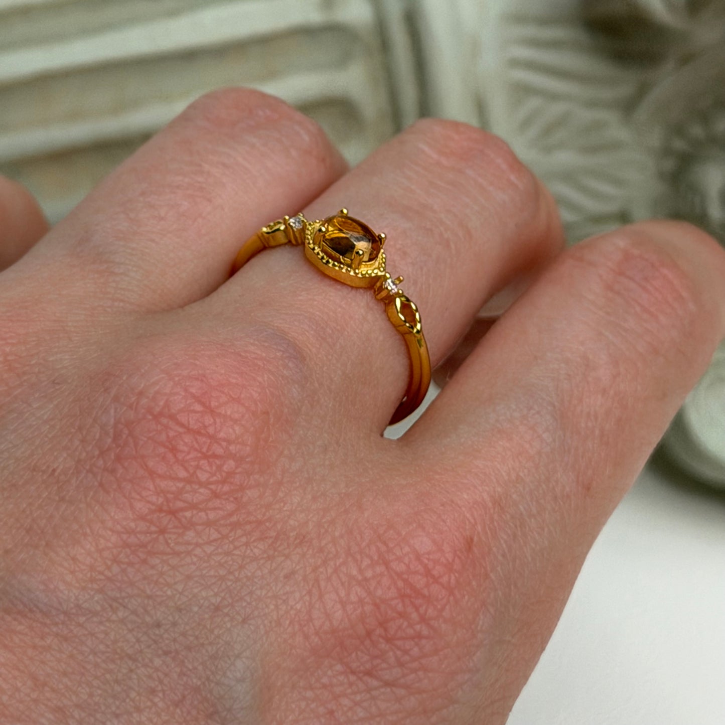Citrin Ring - TBH - 925 Silber Vergoldet
