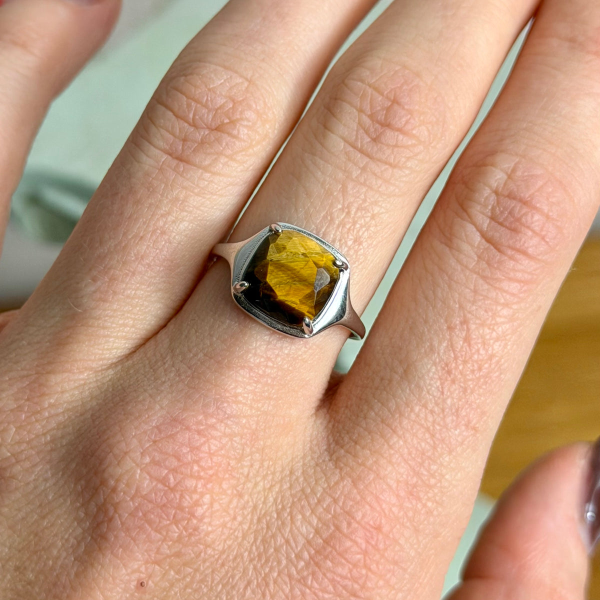 Atalanta Ring - Tigerauge - 925 Silber