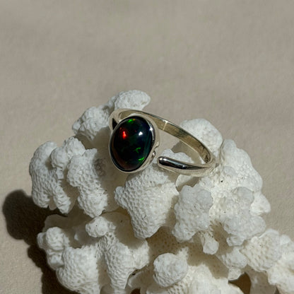 Äthiopischer Opal Ring  - 925 Silber - Größenverstellbar