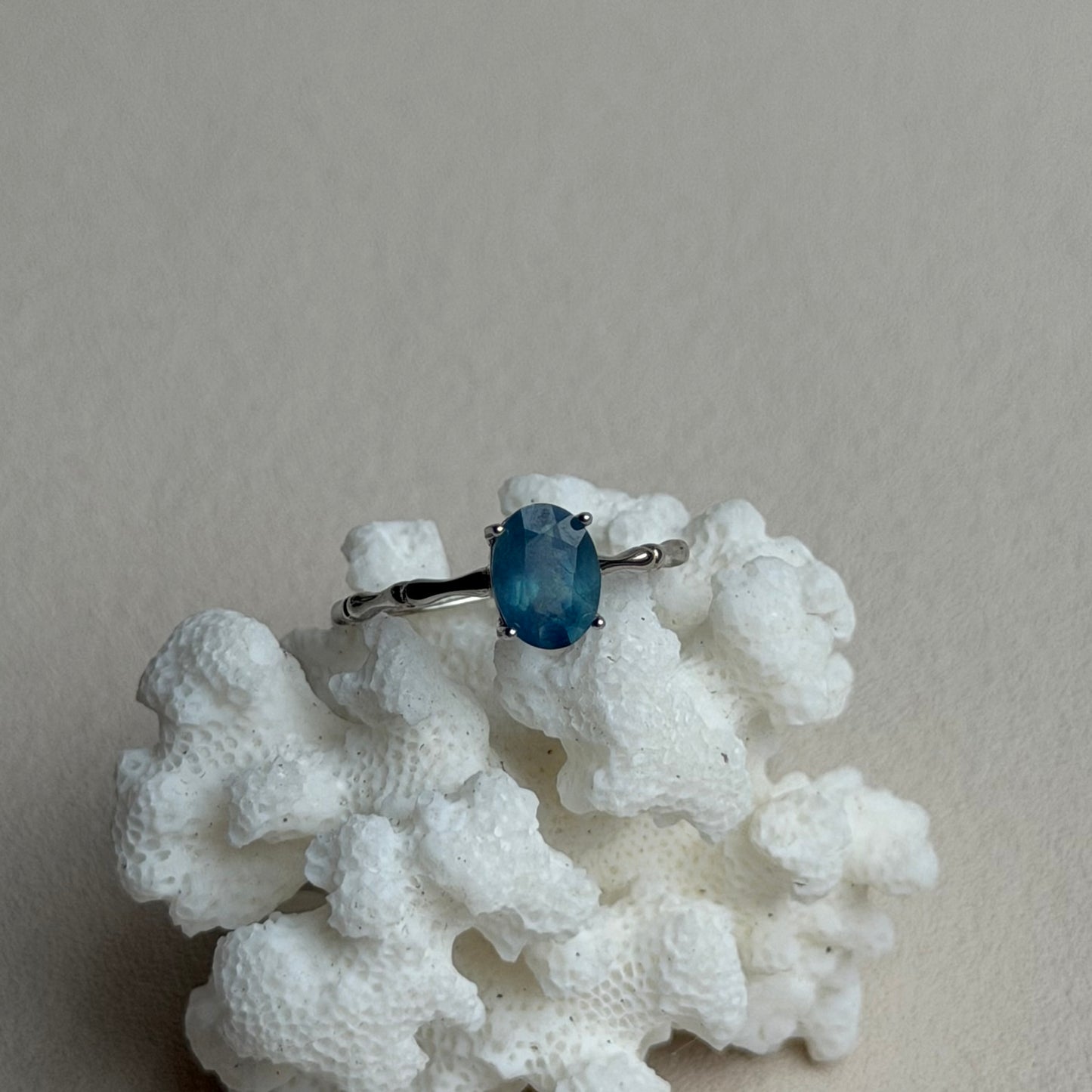 Aquamarin Ring  - 925 Silber - Größenverstellbar