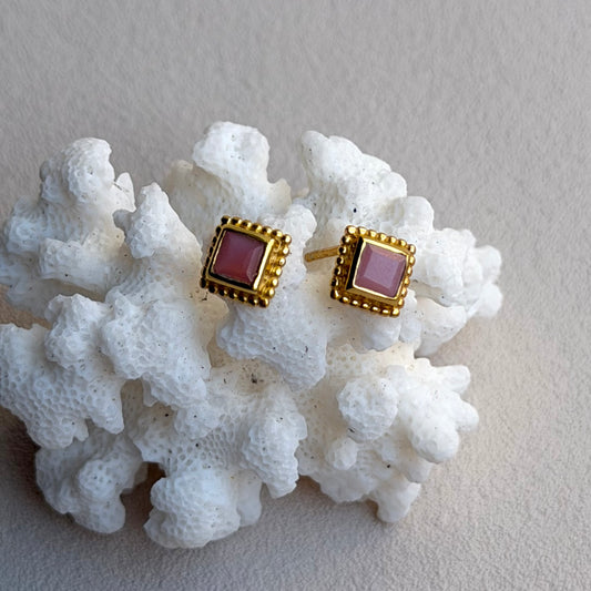 Pinke Opal Ohrringe - 925 Silber Vergoldet