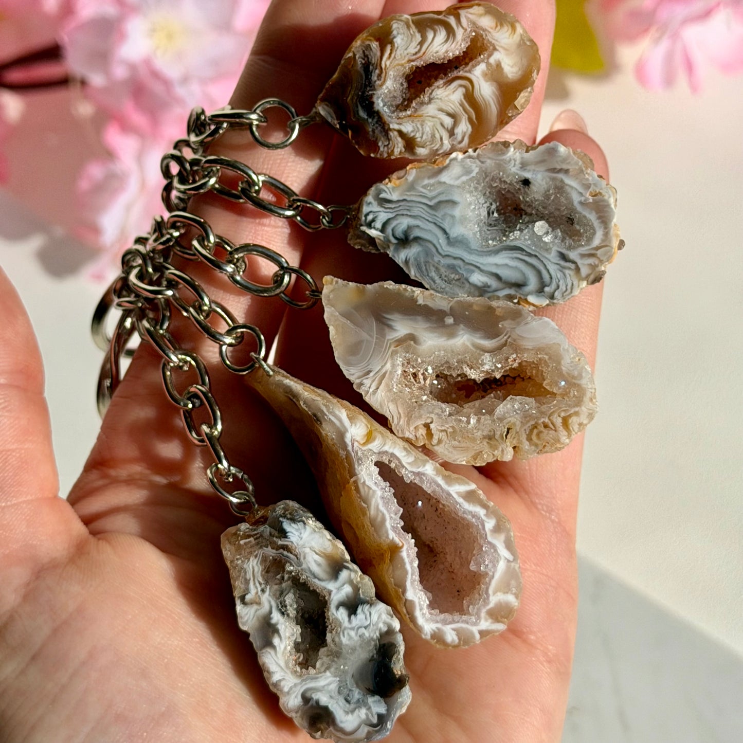 Druzy Achat Schlüsselanhänger