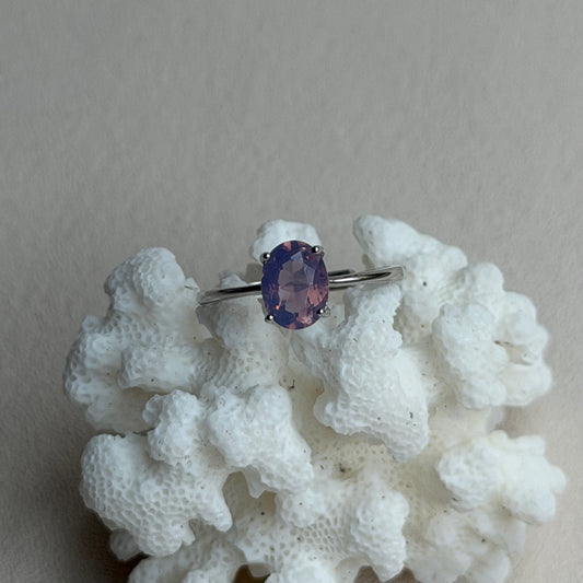 Lavendelmondquarz Ring  - 925 Silber - Größenverstellbar