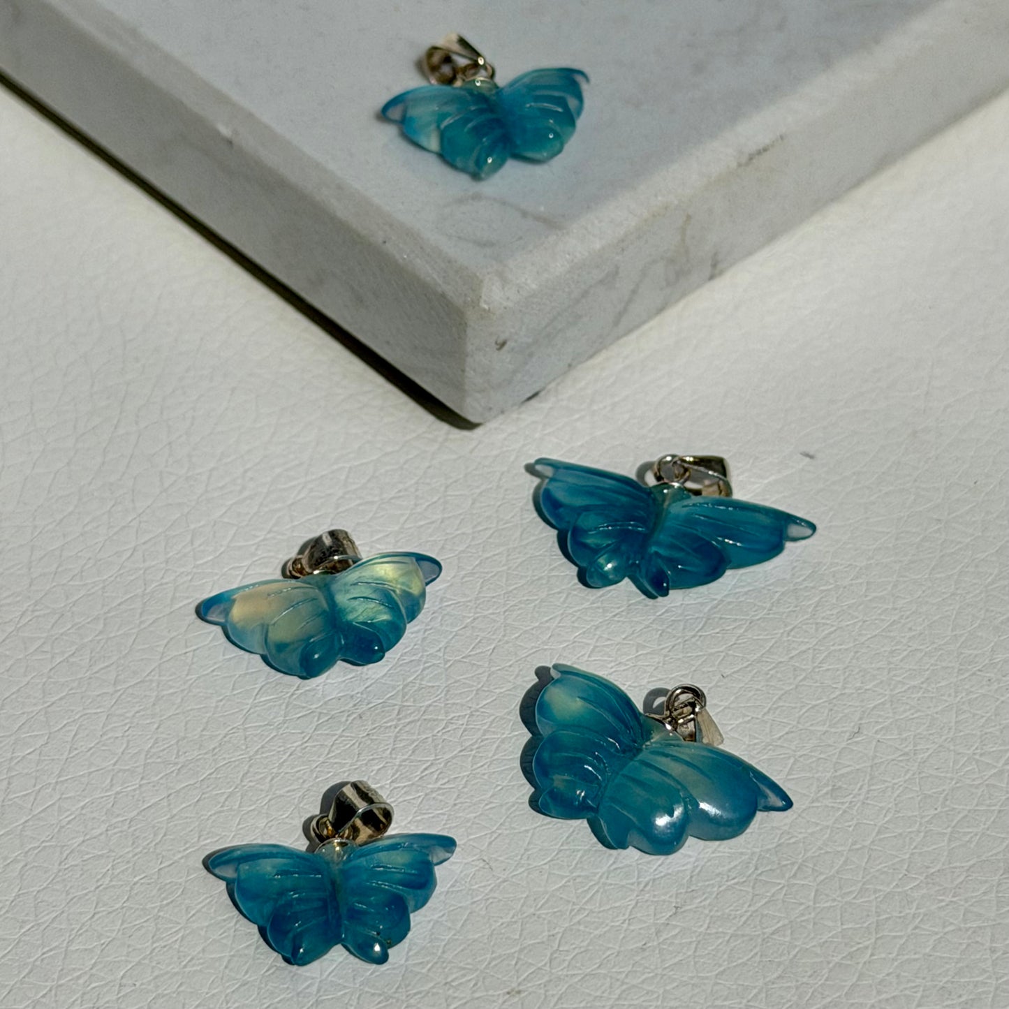 HQ Aquamarin Schmetterling Anhänger - 925 Silber
