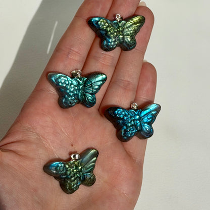 Labradorit Schmetterling Anhänger - 925 Silber