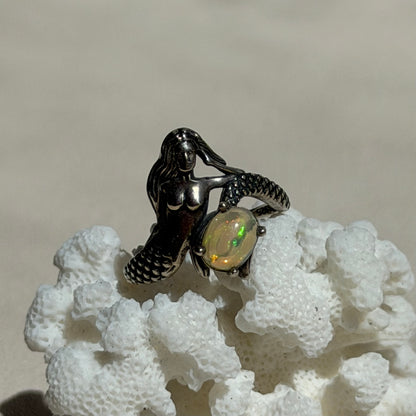 Opal Ring Meerjungfrau - 925 Silber -Größenverstellbar