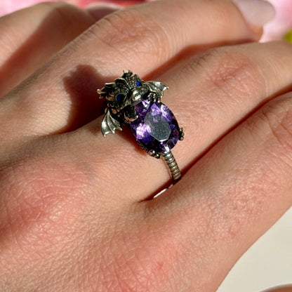 Drachen Ring 925 Silber Amethyst