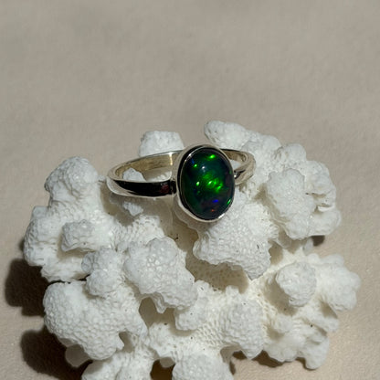 Äthiopischer Opal Ring  - 925 Silber - Größenverstellbar