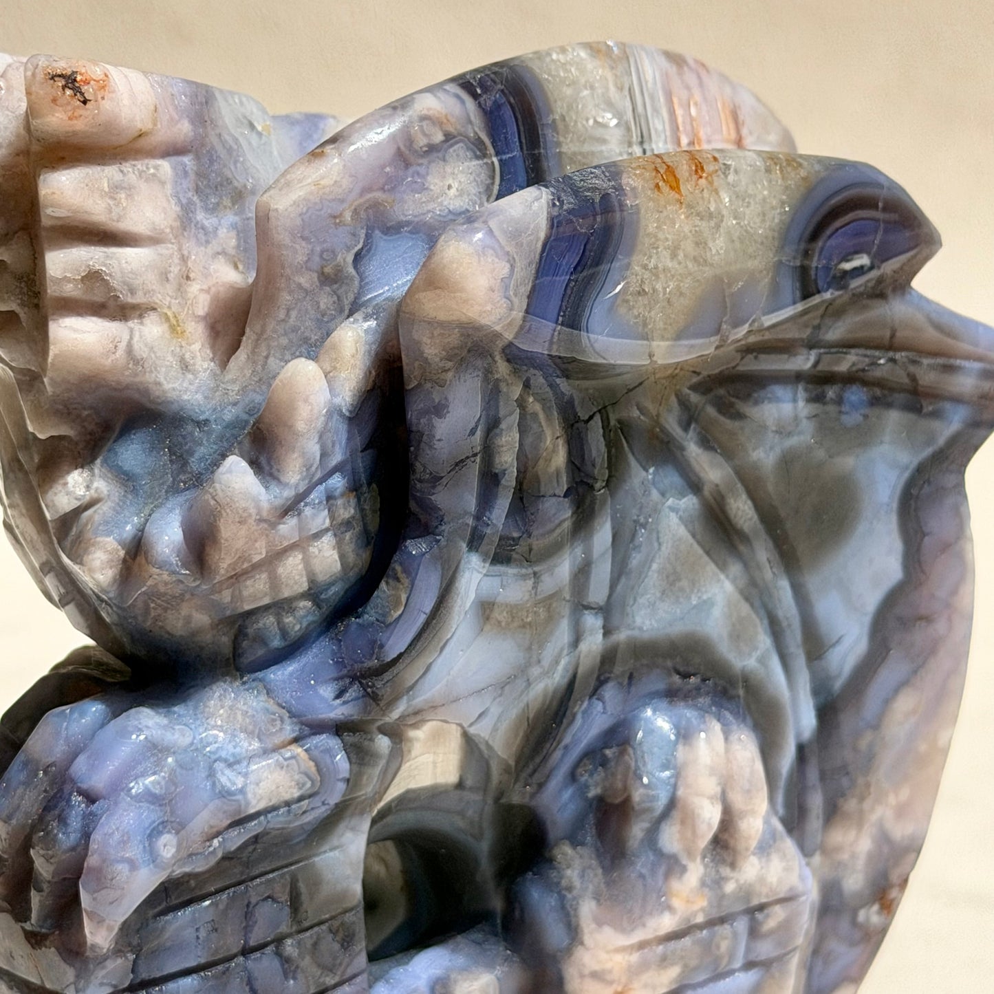 Blumenachat Drache - Handgeschnitzt